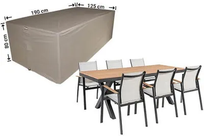 Produktbild von Raffles Covers Gartenmöbel Abdeckung Rechteckig 190 x 125 H: 80 cm | Atmungsaktiv | Wasserdicht | UV-beständig | Doppelnähte | Elastischer Kordelzug