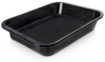 Image de Plaque de cuisson émaillée - Moule rectangulaire profond - 41 x 32 x 6 cm - Noir