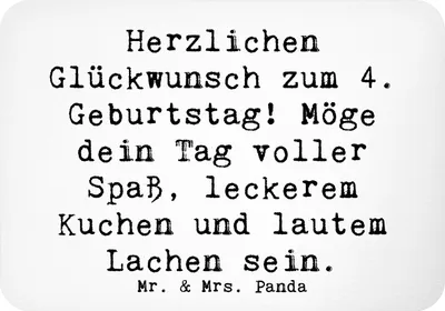 Produktbild von Mr. & Mrs. Panda magnet Spruch 4. Geburtstag - Weiß - Geschenk, Kühlschrankmagnet, Kinder feiern, Alter 4, Pinnwandmagnet, Geburtstagsgeschenk, Spaß, whiteboardmagnet