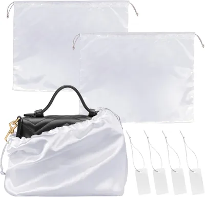 Image de Sacs de protection pour sacs à main, lot de 2, grande taille 50 x 39,9 cm, avec cordon de serrage pour le rangement