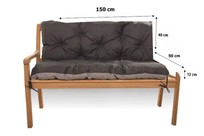 Zdjęcie produktu dla Poduszka na ławkę ogrodową 150x50x40cm czarna | Poduszka zewnętrzna | Poduszki na meble ogrodowe | Poduszki na huśtawkę ogrodową