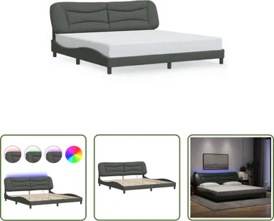 Produktbild von The Living Store Bettgestell mit LED Dunkelgrau 200x200 cm Stoff