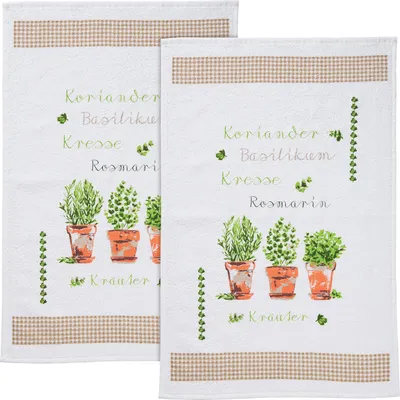 Produktbild von Erwin Müller Frottier-Geschirrtuch 2er-Pack Kräuter 45x70 cm