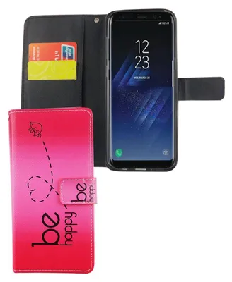 A flip-style phone case with a smartphone inside, shown against a white background.
