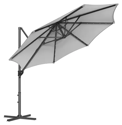 Image de Parasol flottant avec manivelle, pivotant, protection UV, diamètre 300 x 240 cm, couleur grise