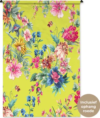 Produktbild von MuchoWow® Wandteppich Wandbehang Blumen - Farben - Pastell 120x180 cm Tapisserie Dekoration Wandtuch - Schlafzimmer - Dekorationen für das Haus