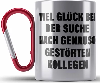 Produktbild von Trendation - Jobwechsel Edelstahl Tasse Karabiner Geschenk Kollegin Kollege Abschied Lustig Abschiedsgeschenk Sprüche Neuer Job (Rot)