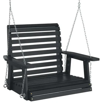 Zdjęcie produktu dla vidaXL Wiszący fotel ogrodowy z metalowymi łańcuchami z czarnego litego drewna jodłowego