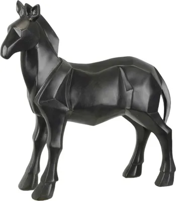 Produktbild von Skulptur Figur Polygonal Kunstharz Pferd Schwarz
