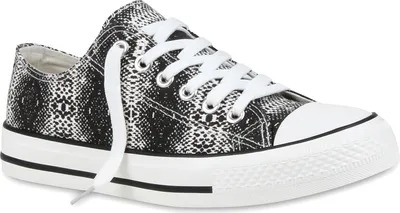 Produktbild von Mytrendshoe Damen Sneakers Kult Schnürer Sportschuhe Freizeit Schuhe 76957, Farbe: Snake, Größe: 36