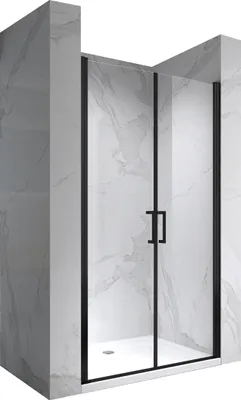 Produktbild von i-flair schwarze Duschtür 101-104 cm - Höhe: 180 cm, aus durchsichtigem 6 mm Sicherheitsglas, Edelstahlgriffe