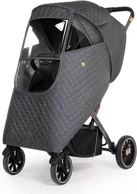 Produktbild von Kinderwagen Regenschutz – Universal Regenverdeck mit Sichtfenster – Winddicht – Winterabdeckung – Schnee- und Staubschutz – für Kinderwagen – Grau