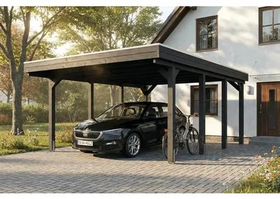 Produktbild von Einzelcarport SKAN HOLZ Friesland inkl. Pfostenanker 402 x 555 cm anthrazit