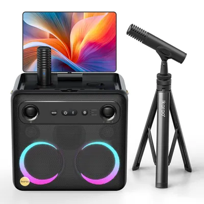 Image de Système de karaoké portable Bluetooth - Inclut un support - 9 kg - Pour une utilisation à domicile