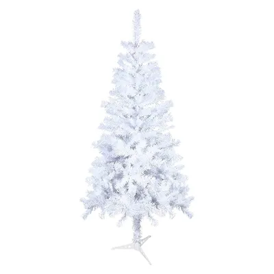 Image de LZQ Arbre de Noël artificiel 120cm blanc Arbre de Noël, sapin de décoration en épicéa, y compris support en plastique pour l'arbre de Noël, décoration de Noël