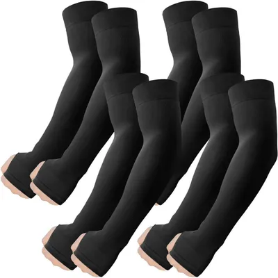 Produktbild von Armstulpen mit Daumenloch UPF 50+ für Damen/Herren Schwarz 4 Stück