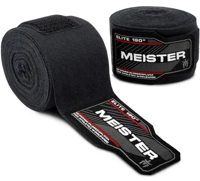 Produktbild von Meister Elite Premium Handbandagen für Erwachsene für MMA und Boxen, 457,2 cm, Schwarz