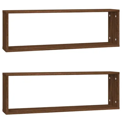 Produktbild von Wandregale 2 Stk. Braun Eichen-Optik 80x15x26,5cm Holzwerkstoff