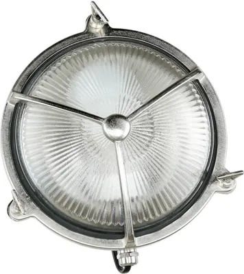 Produktbild von Wetterfeste Wandlampe Messing Riffelglas Ø18cm IP64 Maritime Außenleuchte Haustür Terrasse Balkon