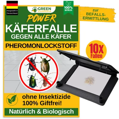 Produktbild von Käfer Klebefalle -10x Fallen- Wirksam Käfer bekämpfen, Mittel gegen Käfer, Käferfallen Küche & Wohnung, Chemiefrei & Sicher mit Pheromon-Lockstoff