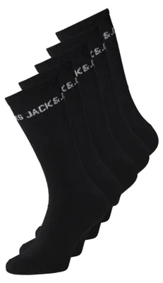 Productafbeelding van Jack & Jones sokken, 5 paar, model Jacbasic, logo, tennissokken, zwart, voor heren