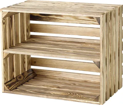 Produktbild von iWerk Holzkiste mit langem Mittelbrett natur/geflammt 50 x 40 x 30 cm
