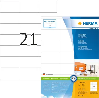 Produktbild von Etiketten Premium A4, weiß 70x42 mm Papier matt 2100 St.