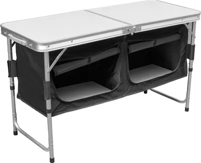 Produktbild von Jiubiaz Campingküche Campingausrüstung Küchenbox Alu SCampingtisch, Campingküche, Campingschrank, Reiseküche, mit Windschutz, Tasche, Aluminiumgestell, Zeltschrank, ca. (L) 120 cm x (B) 47 cm x (H) 68cm,Tragbar,Faltbar