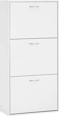 Produktbild von WOLTU Schuhschrank mit 3 Klappschubladen, für 14-18 Paar Schuhe, 58x23x118 cm : Weiß Farbe: Weiß