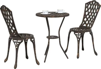 Obrázek produktu pro Zahradní bistro set 3 pcs Bronzová Hliník