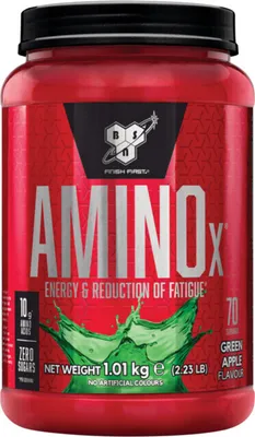 Obrázok produktu pre BSN AMINO X™ 1010 g zelené jablko / BCAA aminokyseliny / Šumivé aminokyseliny BCAA obohatené o alanín, taurín a arginín