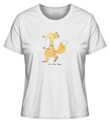 Produktbild von Mr. & Mrs. Panda Damen T-Shirt Kurzarm Fuchs Joggen Größe L - Weiß - Geschenk, Kurzarmshirt, Laufsport, Oberteil, Basic, Laufen, Dauerlauf