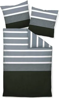 Produktbild von Janine Feinbiber-Bettwäsche-Garnitur Davos 65030 Farbe silber Größe 200x200cm+2x80x80