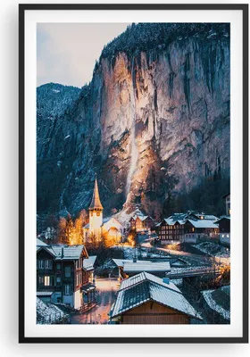 Produktbild von Gerahmtes Poster - Schwarzer Rahmen - Lauterbrunnen Schweiz Tal - 61x91,5 cm - Wand Bild - Wanddeko - Wandbilder - Kunstposter - Wandposter - Bilderrahmen - Bilder - Kunstdruck - P2BPA61x91-4834