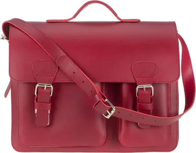 Produktbild von Ruitertassen Lehrertasche Leder Damen Herren Schultasche 40cm Aktentasche 2 Fächer rot 2137-15
