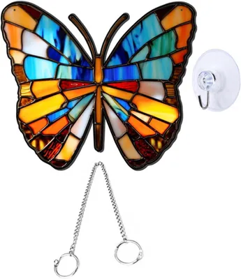 Produktbild von Hängendes Schmetterlingsornament aus Acryl und Eisen zur Wandgestaltung für Veranda und Garten mit kreativer, realistischer Form zur Verschönerung des Wohnraums