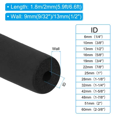 Produktbild von 1/4"(6mm) ID x 6Ft Rohrd?mmung Schaumstoff Rohr Rohrhš¹lle Wickeln Rollenstange Polsterung Rohr mit Wickeln fš¹r Griff HVAC Klimaanlage