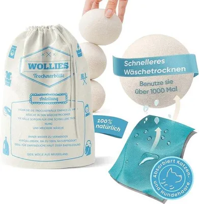 Produktbild von Famanu Trockenbälle für schnelleres Trocknen - 100% Schafwollbälle für den Trockner