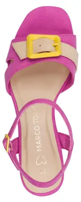 Produktbild von MARCO TOZZI Damen Sandale Textil Karree Kreuzriemen Blockabsatz 2-28387-44, Größe:38 EU, Farbe:Pink
