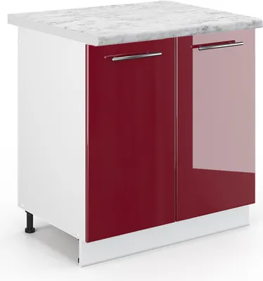 Produktbild von Spülenunterschrank Vicco Fame-Line Bordeaux Hochglanz 80 cm , AP Marmor, Model 45365