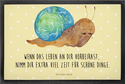 Produktbild von Mr. & Mrs. Panda fußmatte Schnecke Sir 40 x 60 cm - Gelb Pastell - Geschenk, bodenmatte, Türmatte, Schmutzmatte, Weisheit, Lebensmut, Lebenszeit, Schnecken, Gummimatte