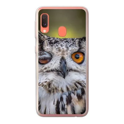 Produktbild von MuchoWow® Handyhülle Schutzhülle Hülle für Samsung Galaxy A20e Eule - Auge - Orange Silikon Softcase Handy Hülle - Abdeckung