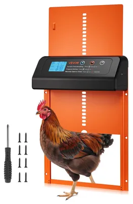 Produktbild von VEVOR Automatische Hühnerstalltür, Batteriebetriebene Hühnerstalltür mit Timer & manueller Einstellung, Antiklemmschutz, langlebige Aluminiumlegierung, Hühnerlauf-Toröffner mit wasserdichter Abdichtung, Orange, 350x250x73 mm (Orange)