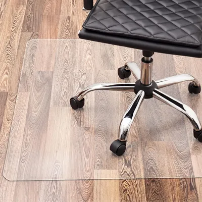 Image de Tapis de protection pour chaise de bureau Relaxdays, 120 x 150 cm, sous-tapis en PVC pour sol stratifié, parquet, carrelage, antidérapant, transparent