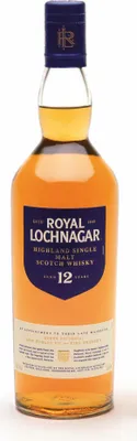 A bottle of Royal Lochnagar 12 Year Old Highland Single Malt Scotch Whisky.