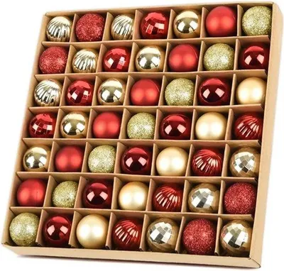Produktbild von Kerstbaum-Ornamente - Set aus 49 roten Deko-Kugeln 3 cm