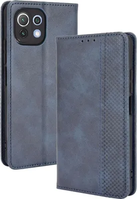 Produktbild von König Design Hülle kompatibel mit Xiaomi Mi 11 Lite Kunstleder Handyhülle - Handy Case Blau