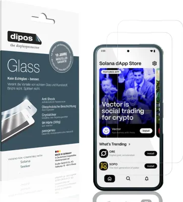 Produktbild von 2x Schutzfolie für Solana Seeker - Anti-Shock 9H Folie dipos Glass Kunststoffglas