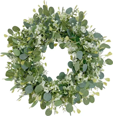 Produktbild von Eucalyptus-Kranz - 5 Stücke - grüner Kranz - Kunstpflanze - dekorativer 25 cm Blumengirlande - Sommer - Frühling - Tür - Wand - Fenster - Dekoration