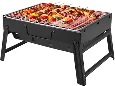 Obrázek produktu pro Přenosný mini gril pro venkovní použití, pikniky a kempování – mini gril (35 × 26 × 20 cm)